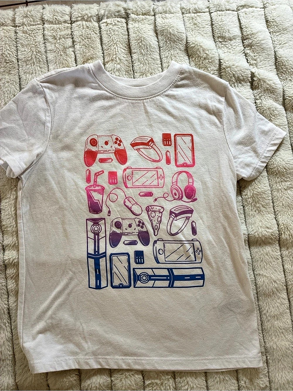 Cat & Jack Graphic Short Sleeve Tee Girls Small Pink & White